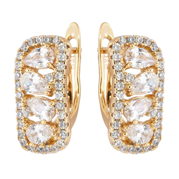 Серьги Xuping Позолота 18K английский замок Инкрустация цирконием фото №2