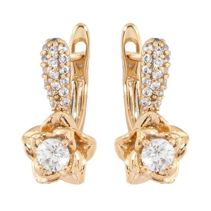 Серьги Xuping Позолота 18K английский замок Цветочки с цирконием фото №21