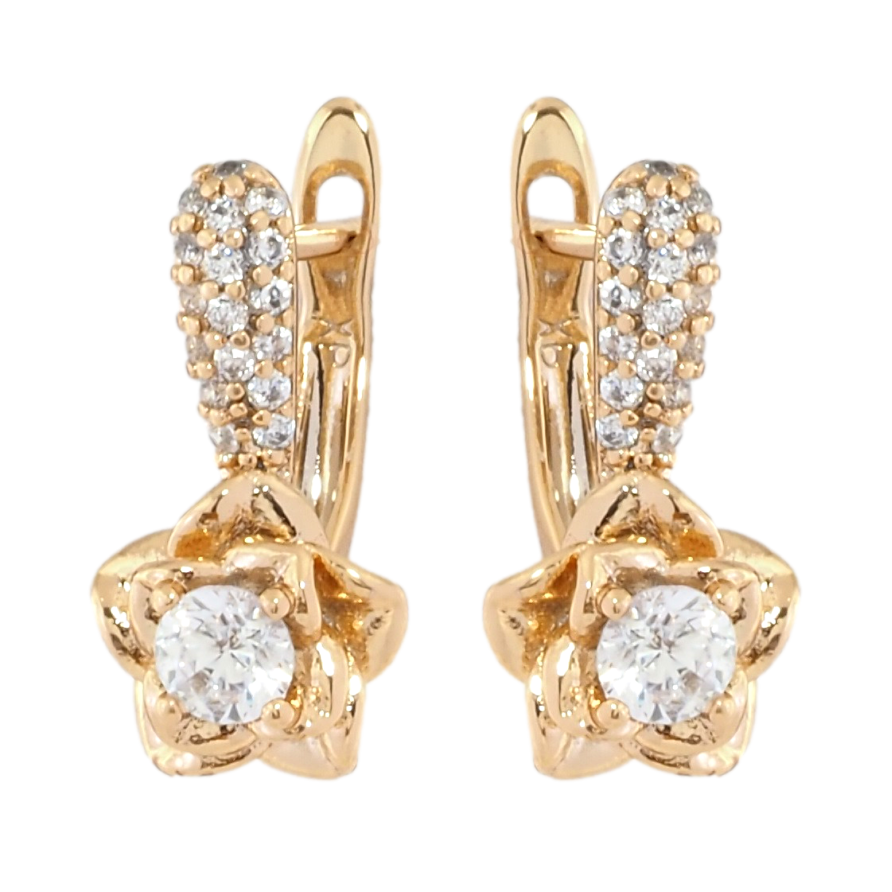 Серьги Xuping Позолота 18K английский замок Цветочки с цирконием фото №1 Серьги Xuping Позолота 18K английский замок Цветочки с цирконием фото №1