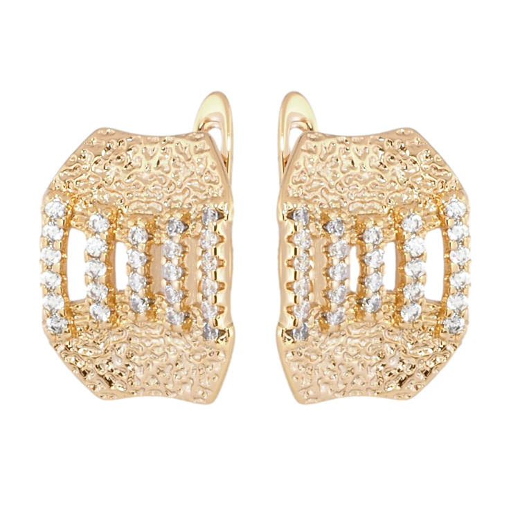 Серьги Xuping Позолота 18K английский замок Декоративный узор с дорожками циркония фото №18 Серьги Xuping Позолота 18K английский замок Декоративный узор с дорожками циркония фото №18
