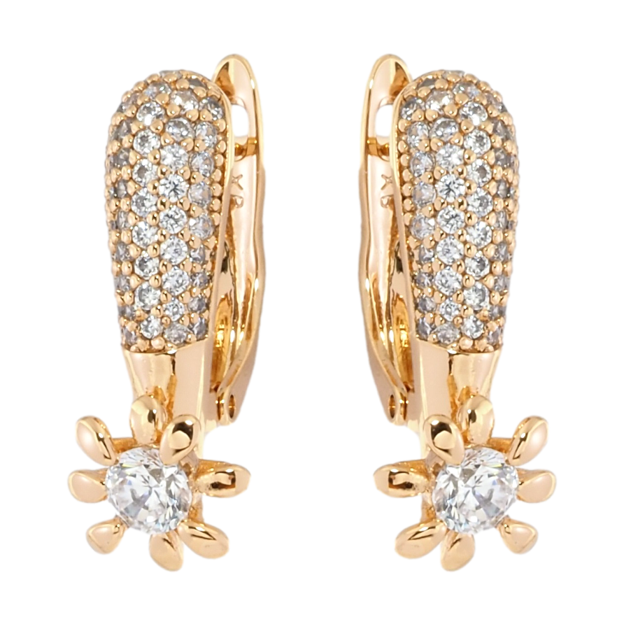 Серьги Xuping Позолота 18K английский замок Цветочки с инкрустацией цирконием фото №1 Серьги Xuping Позолота 18K английский замок Цветочки с инкрустацией цирконием фото №1
