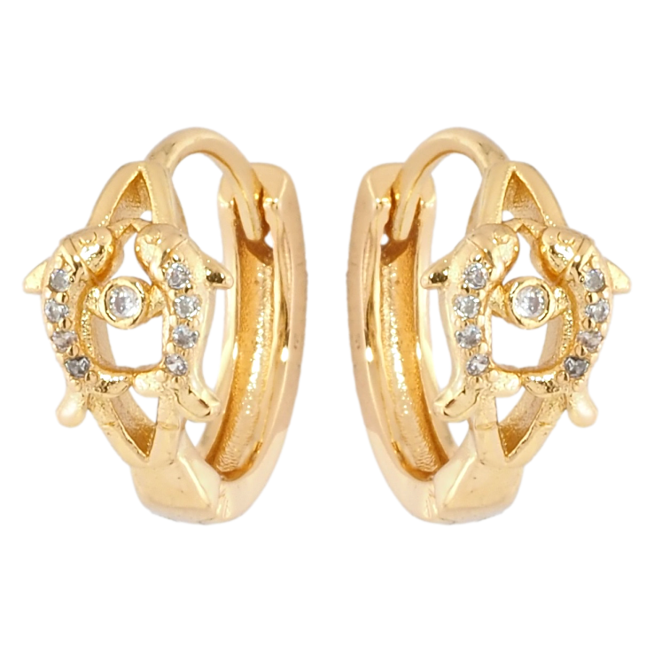 Серьги Xuping Позолота 18K колечки Дельфины с цирконием фото №11 Серьги Xuping Позолота 18K колечки Дельфины с цирконием фото №11