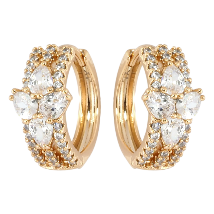 Серьги Xuping Позолота 18K колечки Узор с инкрустацией цирконием фото №10 Серьги Xuping Позолота 18K колечки Узор с инкрустацией цирконием фото №10