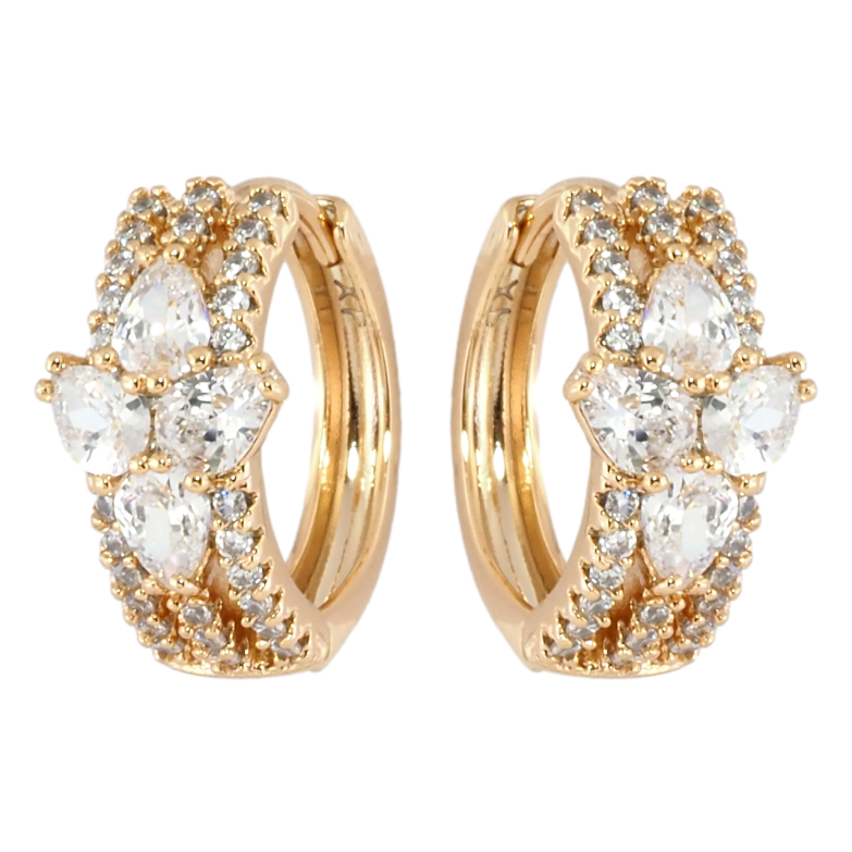 Сережки Xuping Позолота 18K колечка Візерунок з інкрустацією цирконієм фото №3 Сережки Xuping Позолота 18K колечка Візерунок з інкрустацією цирконієм фото №3