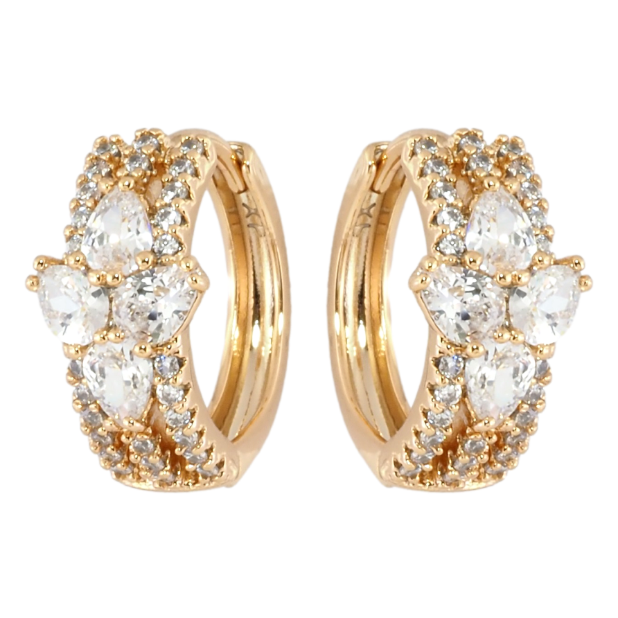 Серьги Xuping Позолота 18K колечки Узор с инкрустацией цирконием фото №1 Серьги Xuping Позолота 18K колечки Узор с инкрустацией цирконием фото №1