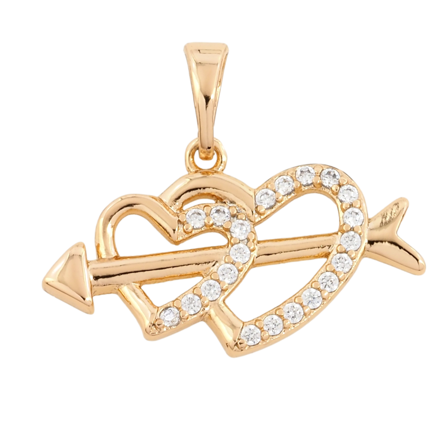 Кулон Xuping Позолота 18K Сердечки пронзенные стрелой для цепочки до 5мм фото №1 Кулон Xuping Позолота 18K Сердечки пронзенные стрелой для цепочки до 5мм фото №1