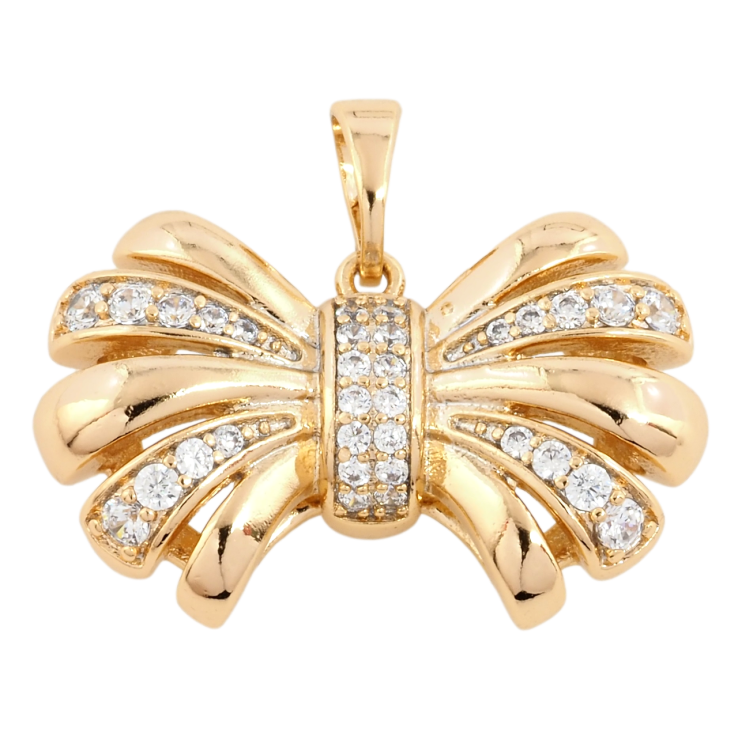 Кулон Xuping Позолота 18K Бант з цирконієм для ланцюжка до 5мм фото №4 Кулон Xuping Позолота 18K Бант з цирконієм для ланцюжка до 5мм фото №4
