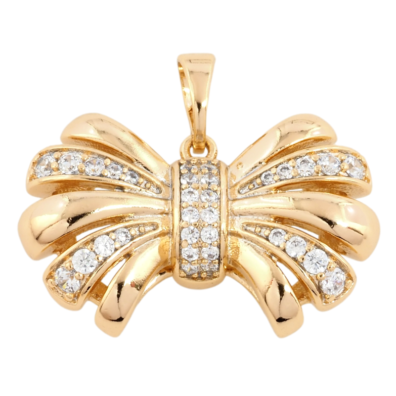 Кулон Xuping Позолота 18K Бант з цирконієм для ланцюжка до 5мм фото №3 Кулон Xuping Позолота 18K Бант з цирконієм для ланцюжка до 5мм фото №3
