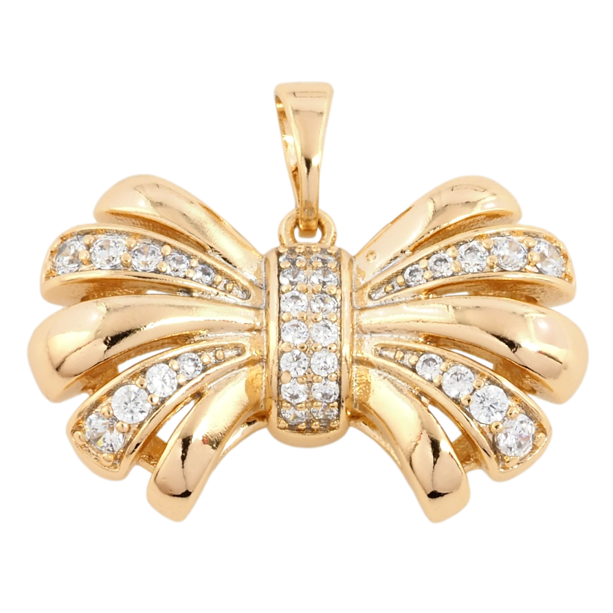 Кулон Xuping Позолота 18K Бант з цирконієм для ланцюжка до 5мм фото №1 Кулон Xuping Позолота 18K Бант з цирконієм для ланцюжка до 5мм фото №1