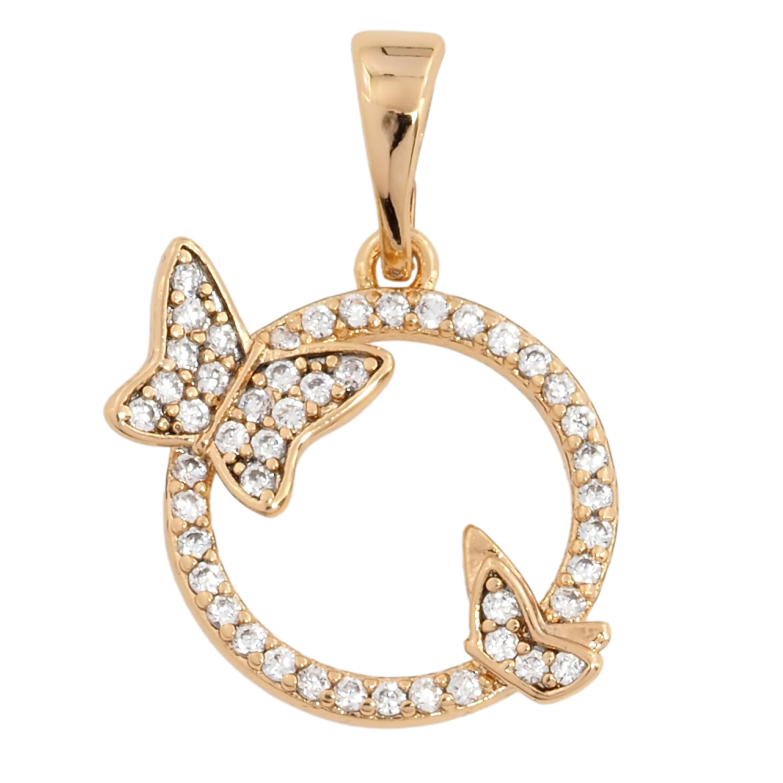Кулон Xuping Позолота 18K Колечко з метеликами для ланцюжка до 5мм фото №1 Кулон Xuping Позолота 18K Колечко з метеликами для ланцюжка до 5мм фото №1