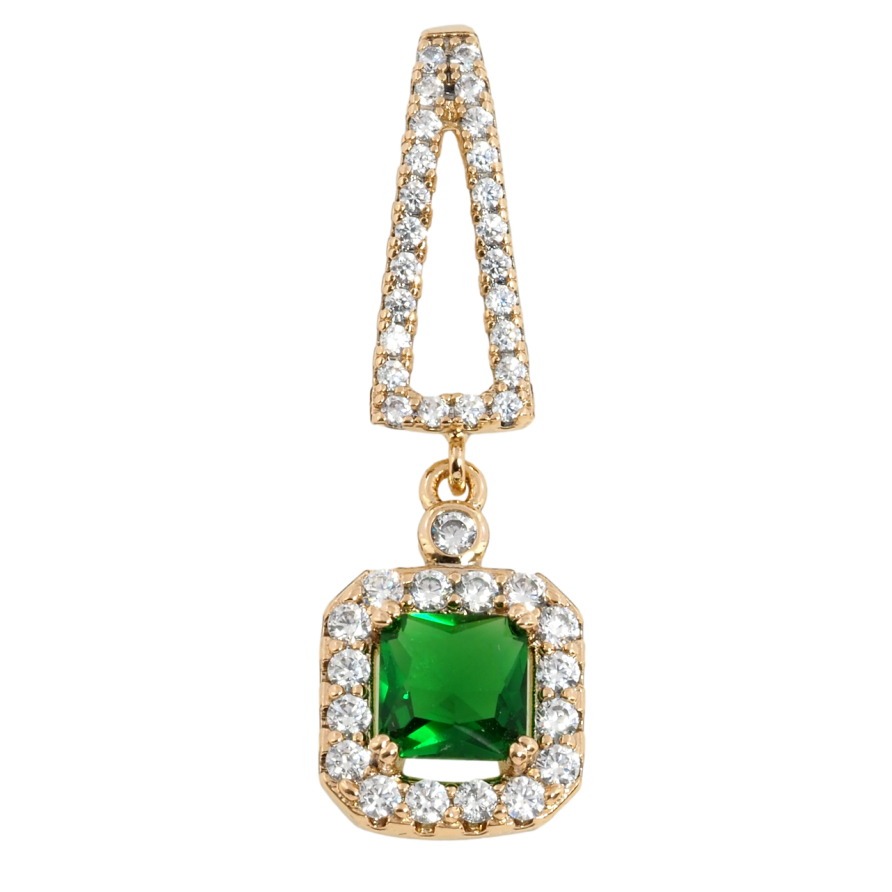 Кулон Xuping Позолота 18K Подвеска с зеленым фианитом и цирконием для цепочки до 4мм фото №1