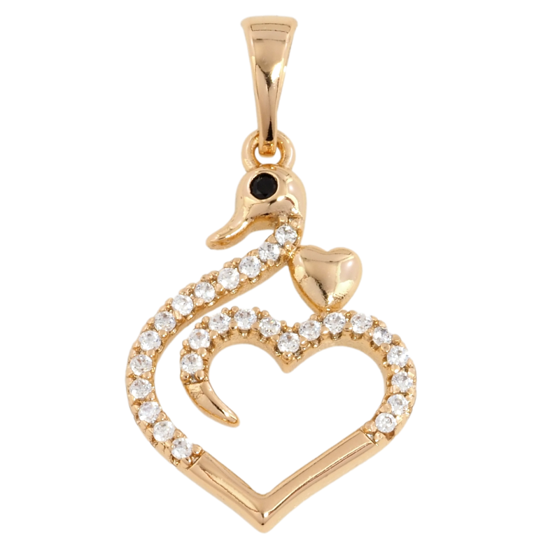 Кулон Xuping Позолота 18K Сердечко-лебідь для ланцюжка до 5мм фото №3