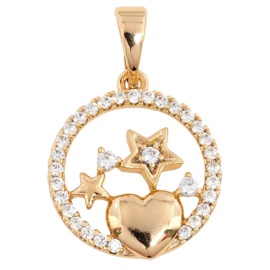 Кулон Xuping Позолота 18K Зірки з сердечком у колечку для ланцюжка до 5мм фото №1