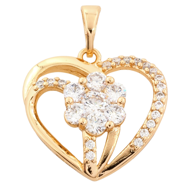Кулон Xuping Позолота 18K Серце з кришталевою квіточкою для ланцюжка до 5мм фото №5 Кулон Xuping Позолота 18K Серце з кришталевою квіточкою для ланцюжка до 5мм фото №5