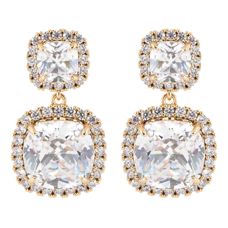 Сережки Xuping Позолота 18K пусети Фіаніти в обрамленні цирконію фото №1 Сережки Xuping Позолота 18K пусети Фіаніти в обрамленні цирконію фото №1