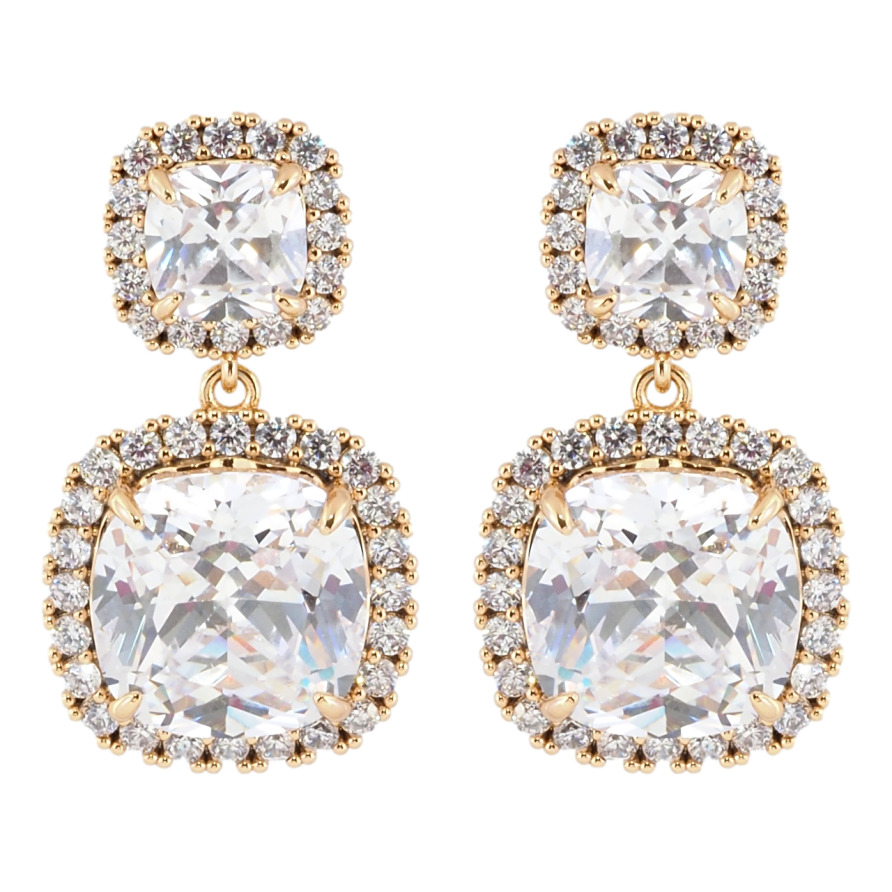 Серьги Xuping Позолота 18K пусеты Фианиты в обрамлении циркония фото №1 Серьги Xuping Позолота 18K пусеты Фианиты в обрамлении циркония фото №1