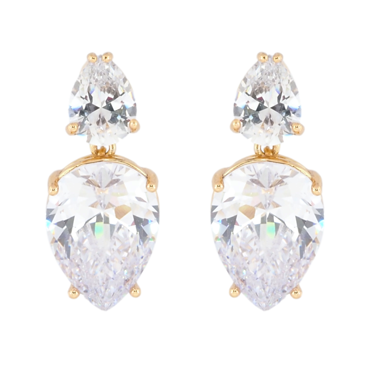 Серьги Xuping Позолота 18K пусеты Два фианита фото №22 Серьги Xuping Позолота 18K пусеты Два фианита фото №22