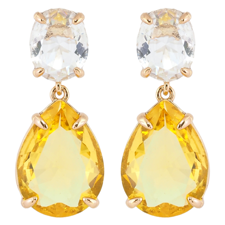Серьги Xuping Позолота 18K пусеты Подвески два бело-желтых фианита фото №1 Серьги Xuping Позолота 18K пусеты Подвески два бело-желтых фианита фото №1