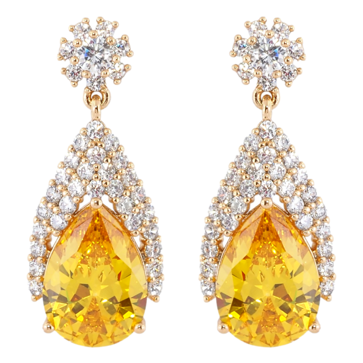 Серьги Xuping Позолота 18K пусеты Изящные подвески с инкрустацией цирконием и желтыми фианитами фото №20 Серьги Xuping Позолота 18K пусеты Изящные подвески с инкрустацией цирконием и желтыми фианитами фото №20