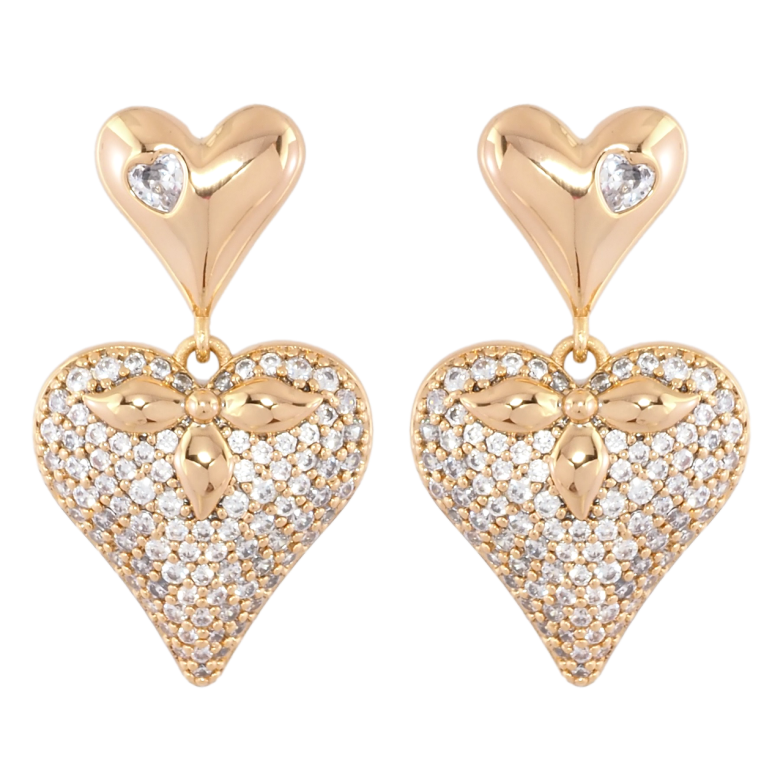 Сережки Xuping Позолота 18K пусети Сердечка з інкрустацією цирконієм фото №1 Сережки Xuping Позолота 18K пусети Сердечка з інкрустацією цирконієм фото №1