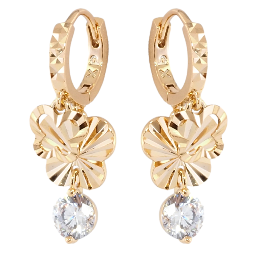 Серьги Xuping Позолота 18K подвески на колечках Бабочки с кристаллами фото №1 Серьги Xuping Позолота 18K подвески на колечках Бабочки с кристаллами фото №1