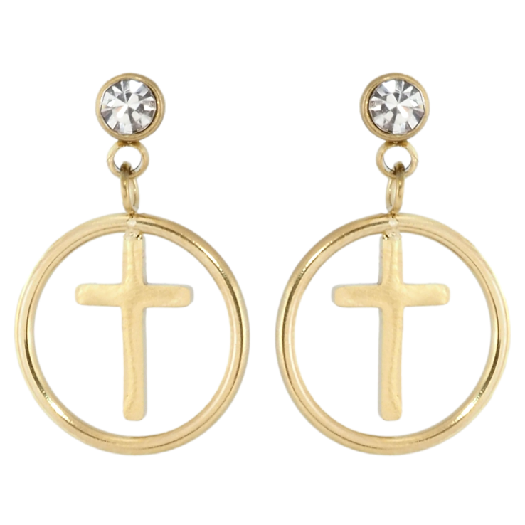 Серьги Xuping TTM Stainless Steel цвет 14K пусеты Декоративные подвески с крестиками фото №25