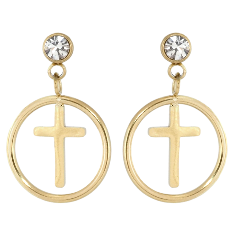Серьги Xuping TTM Stainless Steel цвет 14K пусеты Декоративные подвески с крестиками фото №2 Серьги Xuping TTM Stainless Steel цвет 14K пусеты Декоративные подвески с крестиками фото №2