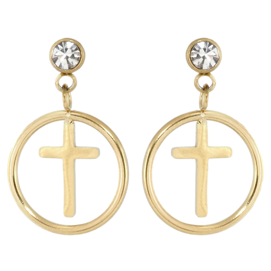 Серьги Xuping TTM Stainless Steel цвет 14K пусеты Декоративные подвески с крестиками фото №1 Серьги Xuping TTM Stainless Steel цвет 14K пусеты Декоративные подвески с крестиками фото №1
