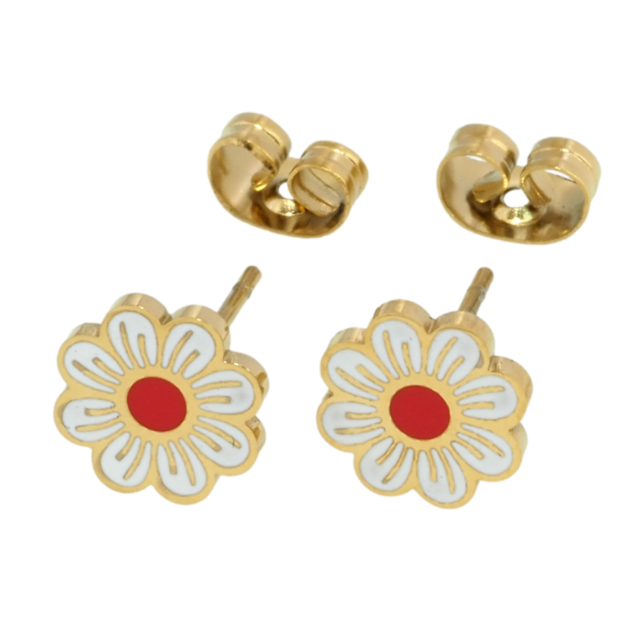 Серьги Xuping TTM Stainless Steel цвет 14K пусеты Цветочки с эмалью фото №1 Серьги Xuping TTM Stainless Steel цвет 14K пусеты Цветочки с эмалью фото №1
