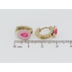 Сережки Xuping TTM Stainless Steel колір 14K колечка Крапельки з рожевими кристалами та емаллю фото №2 Сережки Xuping TTM Stainless Steel колір 14K колечка Крапельки з рожевими кристалами та емаллю фото №2
