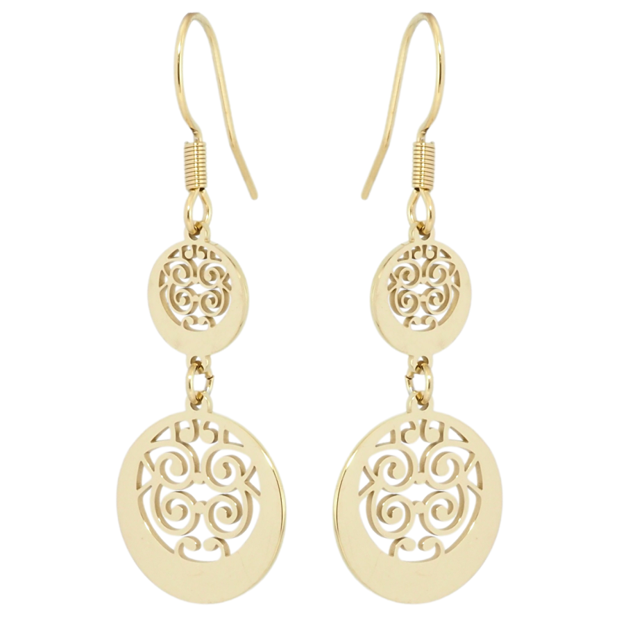 Серьги Xuping TTM Stainless Steel цвет 14K французский замок Ажурные подвески фото №1 Серьги Xuping TTM Stainless Steel цвет 14K французский замок Ажурные подвески фото №1