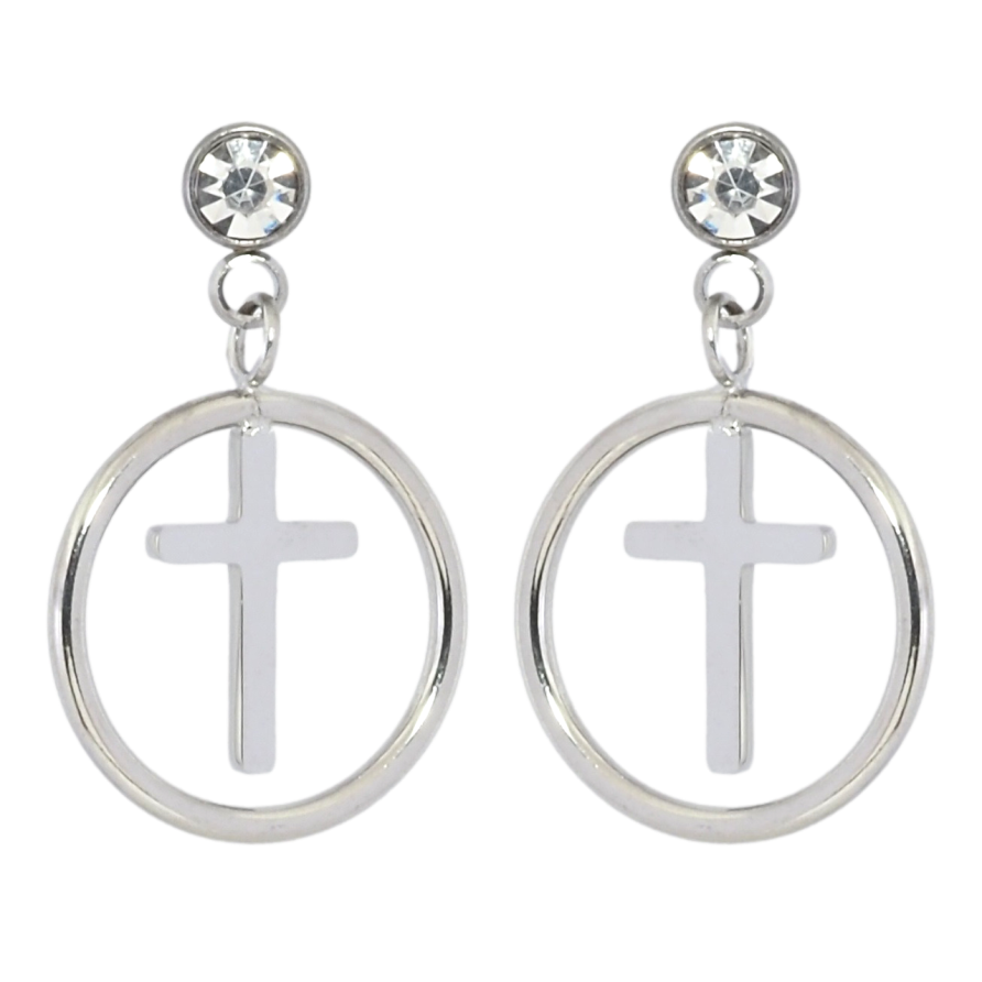 Серьги Xuping TTM Stainless Steel цвет Родий пусеты Подвески с крестиками фото №1 Серьги Xuping TTM Stainless Steel цвет Родий пусеты Подвески с крестиками фото №1