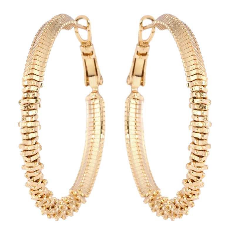 Сережки Xuping Позолота 18K кільця (конго) Декоративний візерунок ø 4см фото №5 Сережки Xuping Позолота 18K кільця (конго) Декоративний візерунок ø 4см фото №5