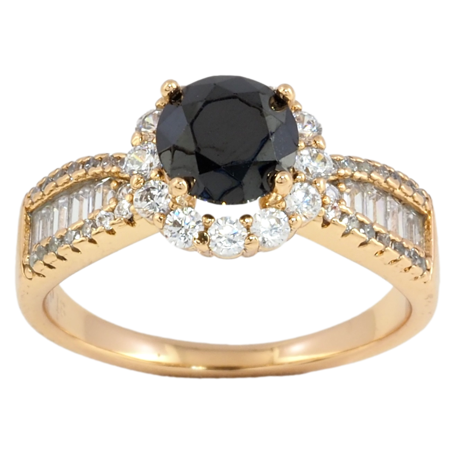 Каблучка Xuping Позолота 18K Інкрустація цирконієм з чорним фіанітом фото №1 Каблучка Xuping Позолота 18K Інкрустація цирконієм з чорним фіанітом фото №1