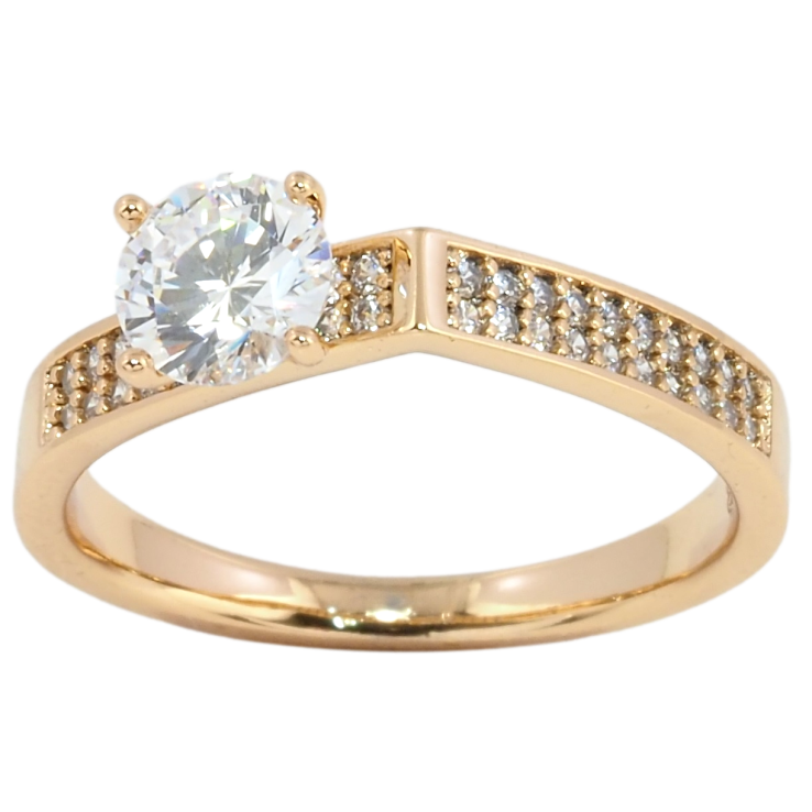 Каблучка Xuping Позолота 18K Купол з інкрустацією цирконієм і фіанітом фото №2 Каблучка Xuping Позолота 18K Купол з інкрустацією цирконієм і фіанітом фото №2