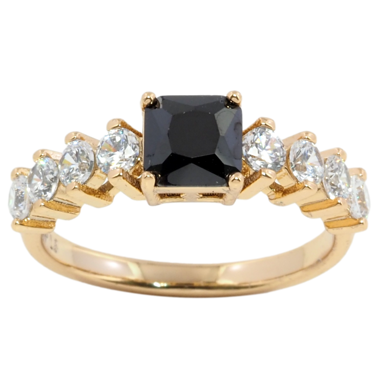 Каблучка Xuping Позолота 18K Чорний фіаніт з доріжкою цирконію фото №22 Каблучка Xuping Позолота 18K Чорний фіаніт з доріжкою цирконію фото №22