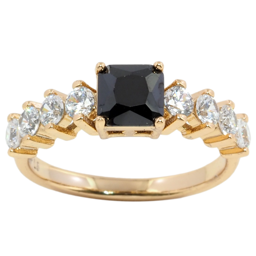 Каблучка Xuping Позолота 18K Чорний фіаніт з доріжкою цирконію фото №1