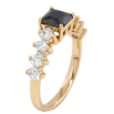 Каблучка Xuping Позолота 18K Чорний фіаніт з доріжкою цирконію фото №2