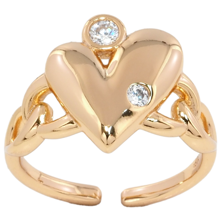 Каблучка Xuping Позолота 18K Сердечко зі вставками цирконію фото №1 Каблучка Xuping Позолота 18K Сердечко зі вставками цирконію фото №1