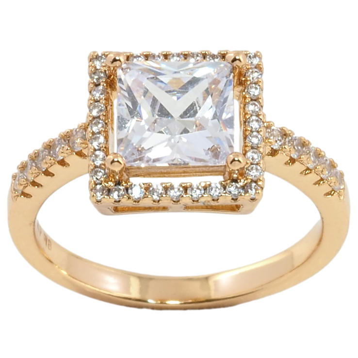 Каблучка Xuping Позолота 18K Квадратний фіаніт в обрамленні цирконію фото №8 Каблучка Xuping Позолота 18K Квадратний фіаніт в обрамленні цирконію фото №8