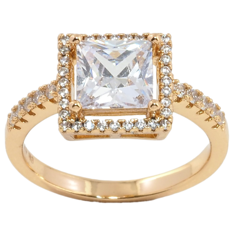Каблучка Xuping Позолота 18K Квадратний фіаніт в обрамленні цирконію фото №1 Каблучка Xuping Позолота 18K Квадратний фіаніт в обрамленні цирконію фото №1