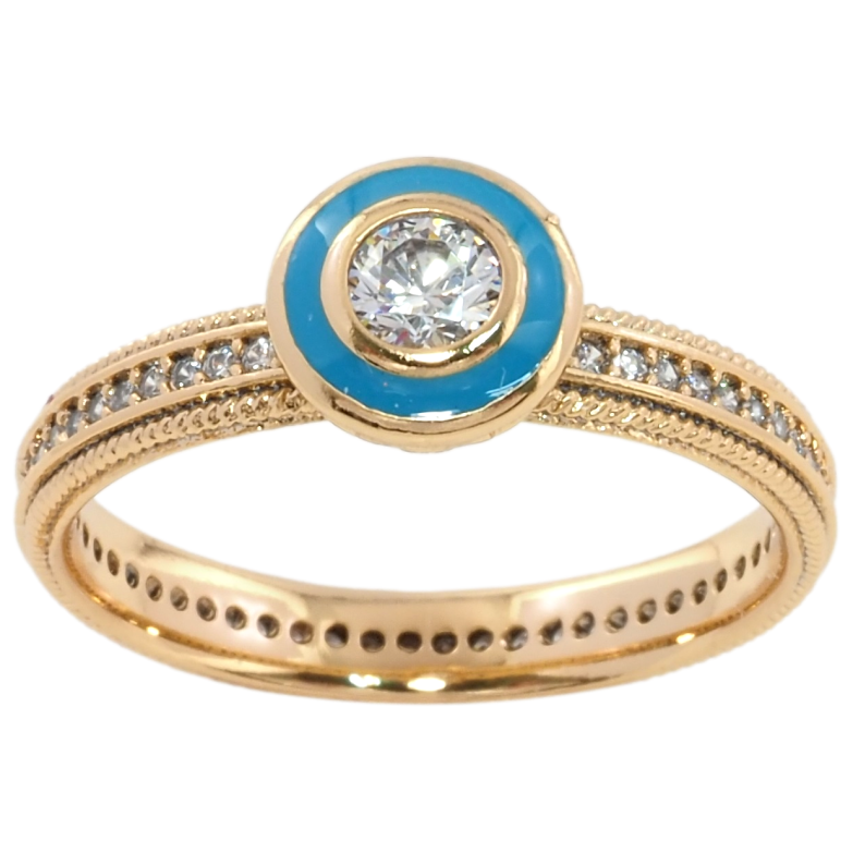Каблучка Xuping Позолота 18K Блакитна каблучка з фіанітом на доріжці цирконію фото №24 Каблучка Xuping Позолота 18K Блакитна каблучка з фіанітом на доріжці цирконію фото №24