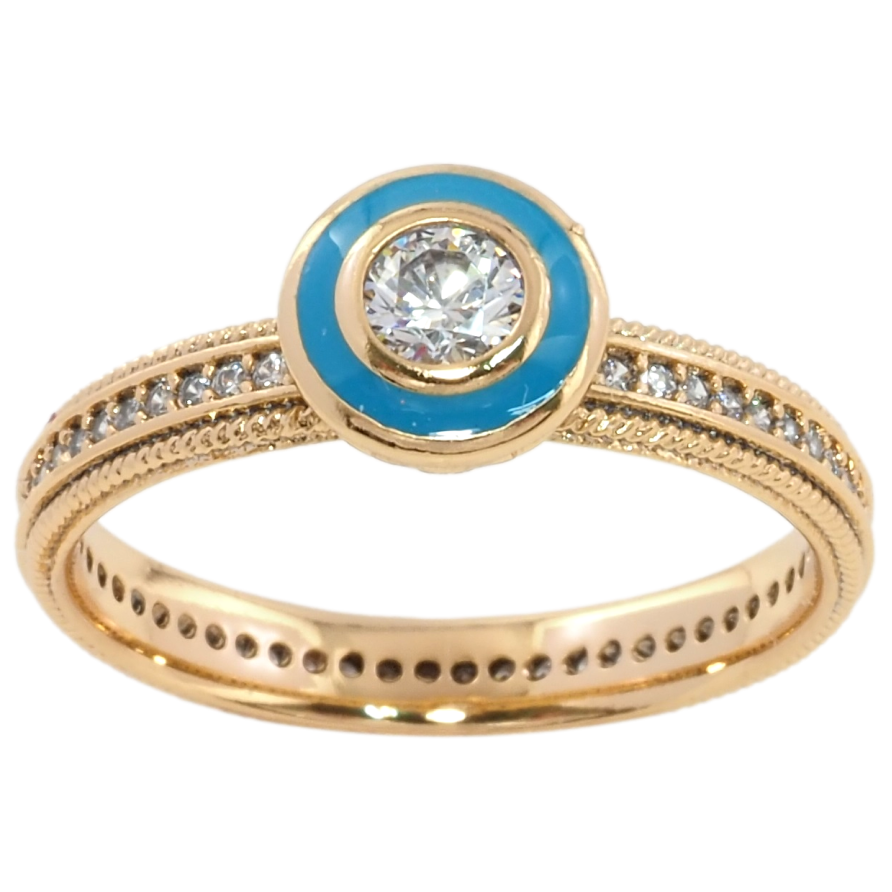Кольцо Xuping Позолота 18K Голубое колечко с фианитом на дорожке циркония фото №1 Кольцо Xuping Позолота 18K Голубое колечко с фианитом на дорожке циркония фото №1