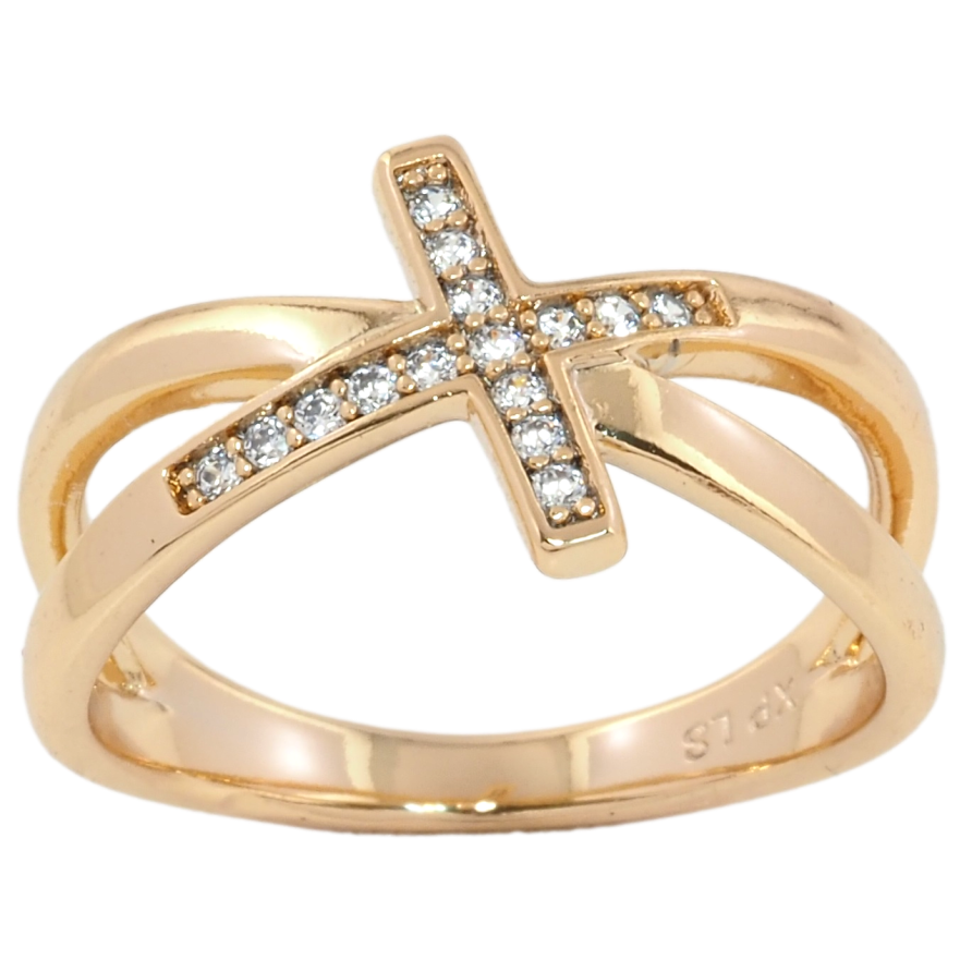 Кольцо Xuping Позолота 18K Крестик с цирконием фото №1 Кольцо Xuping Позолота 18K Крестик с цирконием фото №1