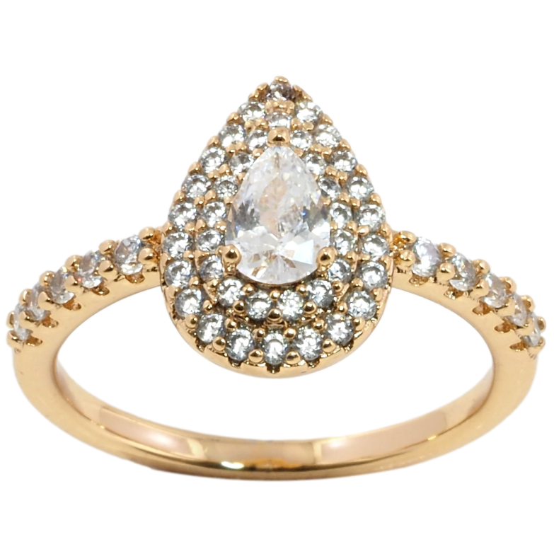 Каблучка Xuping Позолота 18K Крапелька інкрустація цирконієм фото №4 Каблучка Xuping Позолота 18K Крапелька інкрустація цирконієм фото №4