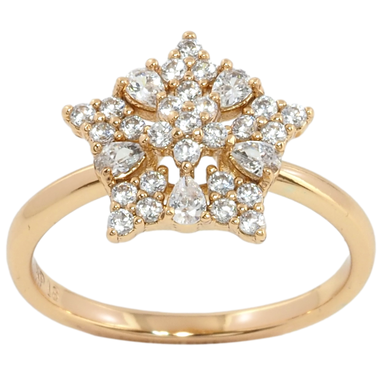 Каблучка Xuping Позолота 18K Кришталева зірка фото №3 Каблучка Xuping Позолота 18K Кришталева зірка фото №3