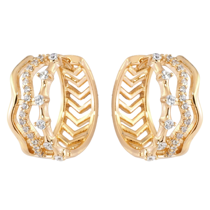 Серьги Xuping Позолота 18K колечки Узор с цирконием фото №3 Серьги Xuping Позолота 18K колечки Узор с цирконием фото №3