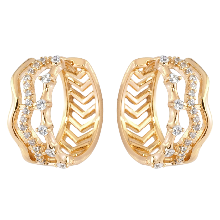 Серьги Xuping Позолота 18K колечки Узор с цирконием фото №1 Серьги Xuping Позолота 18K колечки Узор с цирконием фото №1