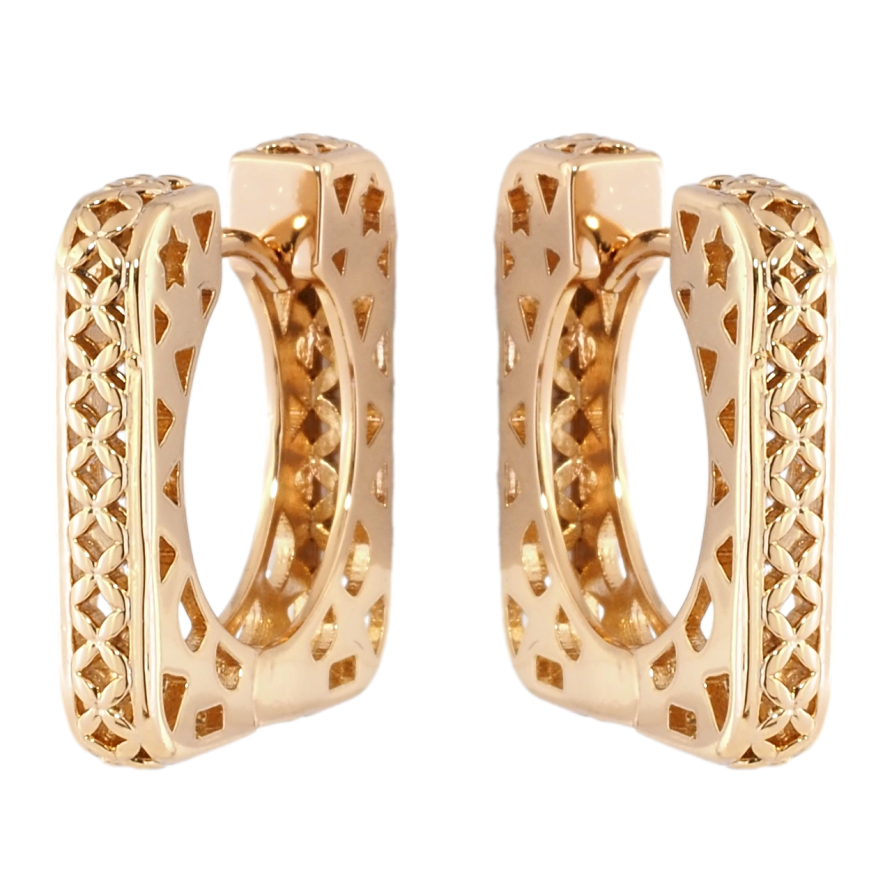 Серьги Xuping Позолота 18K колечки Декоративный резной узор фото №1 Серьги Xuping Позолота 18K колечки Декоративный резной узор фото №1