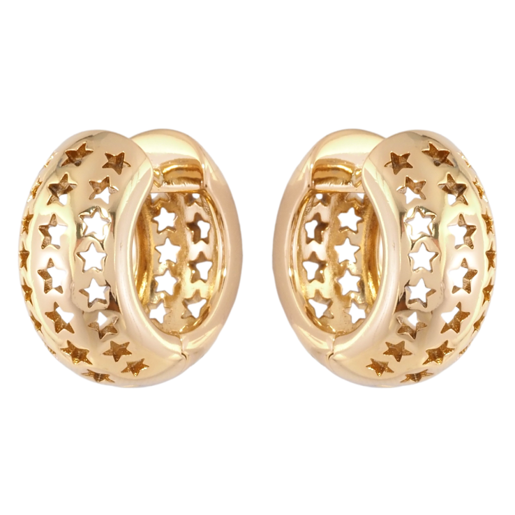 Серьги Xuping Позолота 18K колечки Резной узор звезды фото №3 Серьги Xuping Позолота 18K колечки Резной узор звезды фото №3